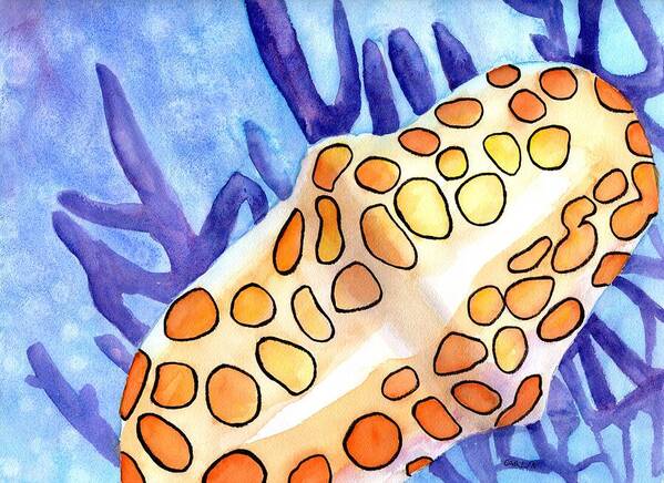 Seashell Poster featuring the painting Flamingo Tongue Snail Shell by Carlin Blahnik CarlinArtWatercolor