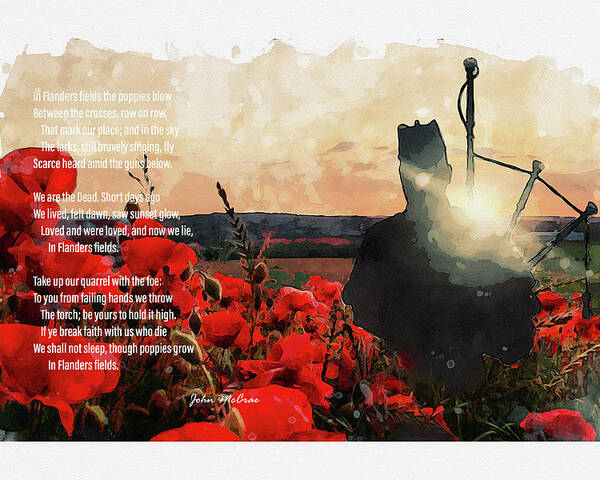 Soldier Poppies Poster featuring the digital art Flanders Field by Airpower Art