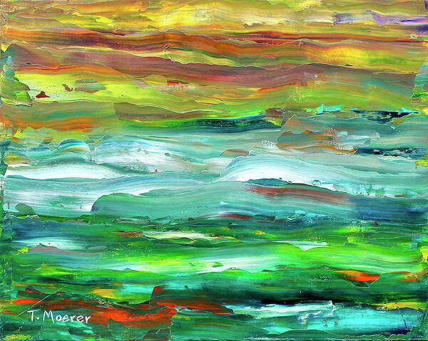 Landscape Poster featuring the painting Flint Hills Sunset by Teresa Moerer