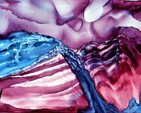 Alcohol Ink Poster featuring the painting For Purple Mountain Majesties by Angela Marinari