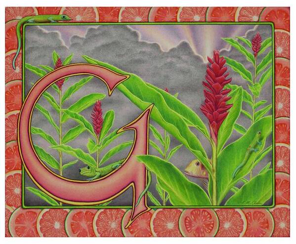 Kim Mcclinton Poster featuring the drawing G is for Gecko by Kim McClinton