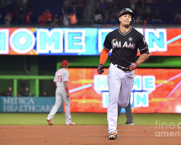 People Poster featuring the photograph Giancarlo Stanton by Eric Espada People Poster featuring the photograph Giancarlo Stanton by Eric Espada
