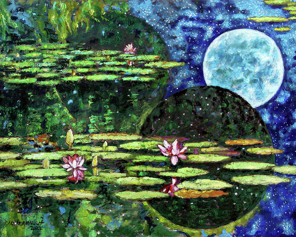 Water Lilies Poster featuring the painting God's Dream by John Lautermilch