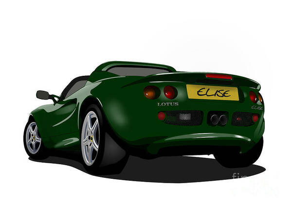 Sports Car Poster featuring the digital art Green S1 Series One Elise Classic Sports Car by Moospeed Art