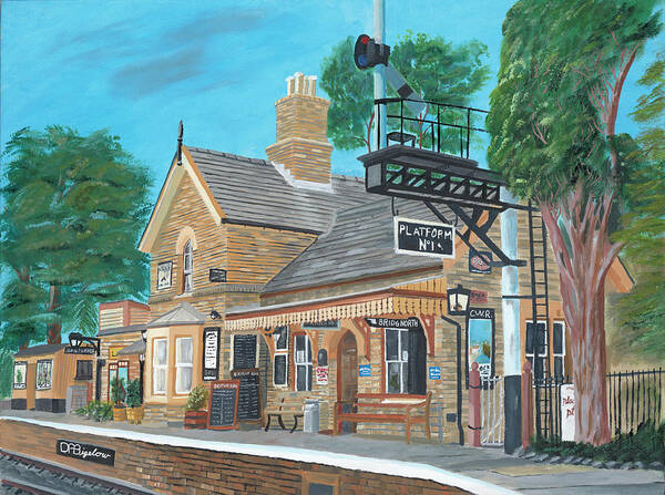 Train Poster featuring the painting Hampton Loade station by David Bigelow