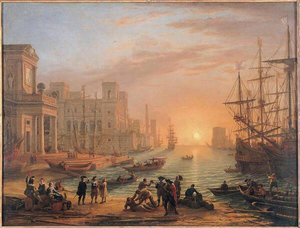 Italy Poster featuring the painting Harbour Scene at Sunset by MotionAge Designs