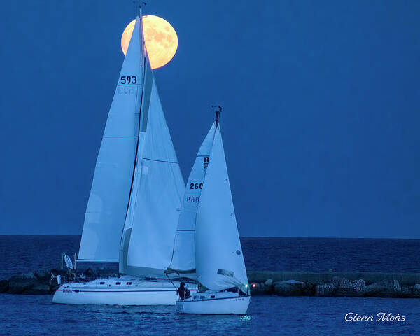 Harvest Moon Poster featuring the photograph Harvest moon sail by GLENN Mohs