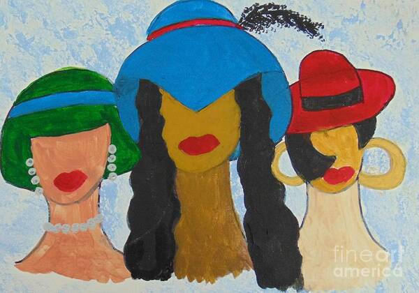 Women Poster featuring the painting Hats by Saundra Johnson