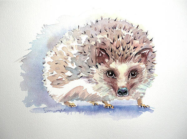 Hedgehog Poster featuring the painting Hedgehog by Luisa Millicent