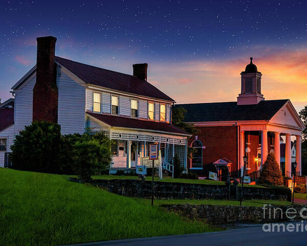 Sunset Poster featuring the photograph Historic Blountville at Twilight by Shelia Hunt