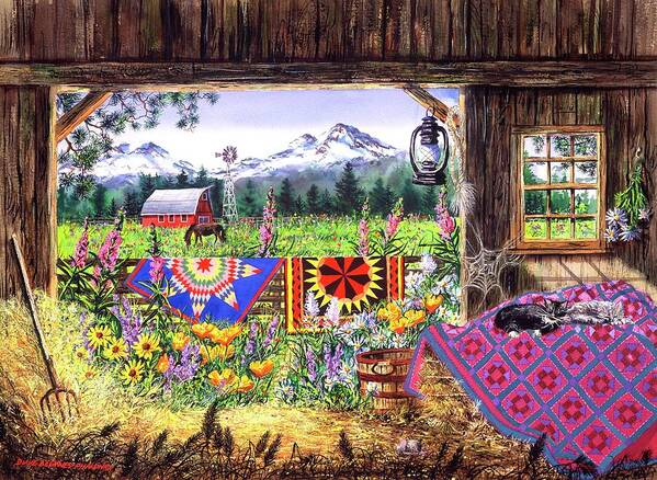 Barn Poster featuring the painting Hole in the Barn Door by Diane Phalen