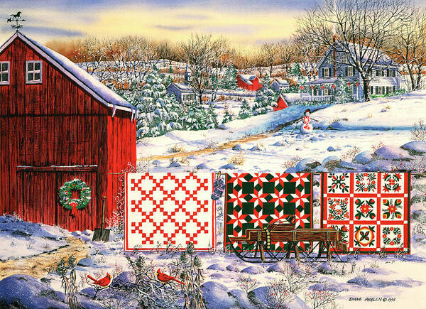 Red Barn Poster featuring the painting Holiday Airing by Diane Phalen