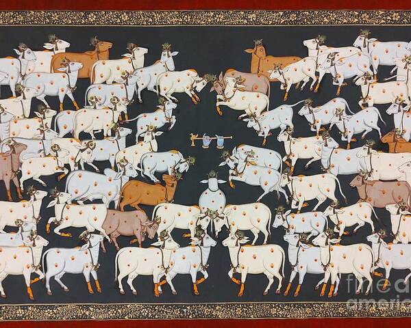 Holy Cows Group Pure Miniature Painting Nandi Poster by M Kumar - Pixels