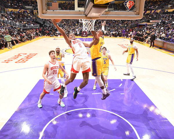 Nba Pro Basketball Poster featuring the photograph Houston Rockets v Los Angeles Lakers by Adam Pantozzi