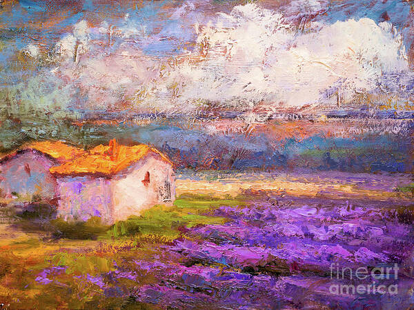  Building Poster featuring the painting In the midst of Lavender by Radha Rao