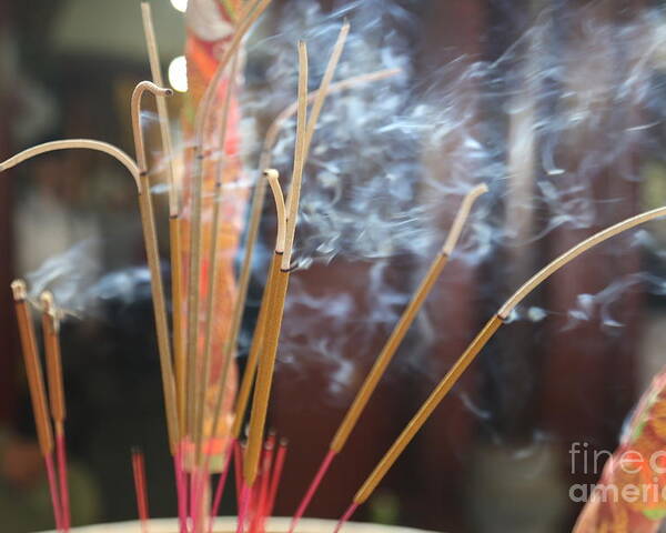 Incense Poster featuring the photograph Incense Burning Asia by Chuck Kuhn