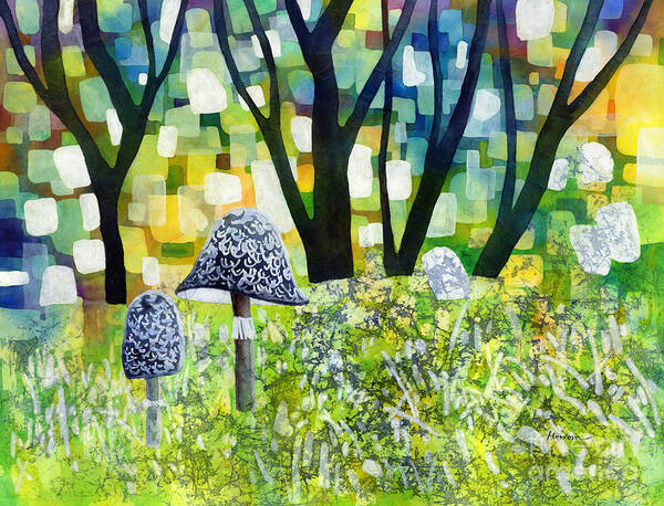 Mushroom Poster featuring the painting Indigo Mushroom by Hailey E Herrera