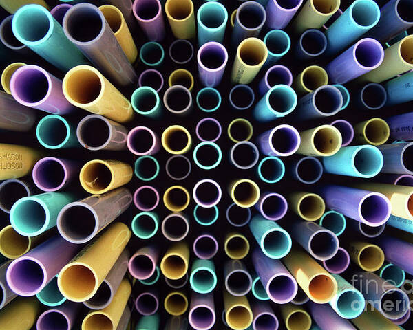 Industrial Poster featuring the photograph industrial photography - Plastic Pipes by Sharon Hudson