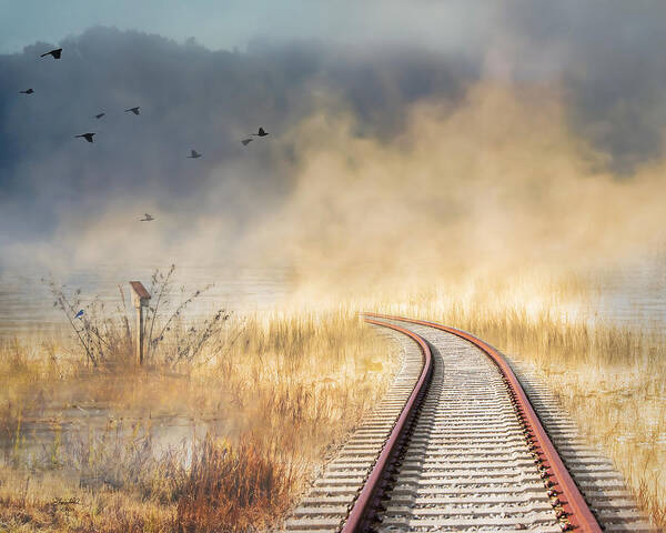 Train Tracks Poster featuring the photograph Into the Mist - Limited Edition by Shara Abel