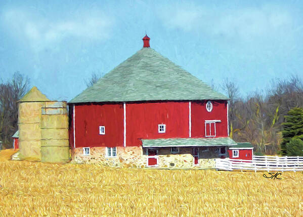  Poster featuring the digital art Jackson, WI Octagonal Barn by Stacey Carlson