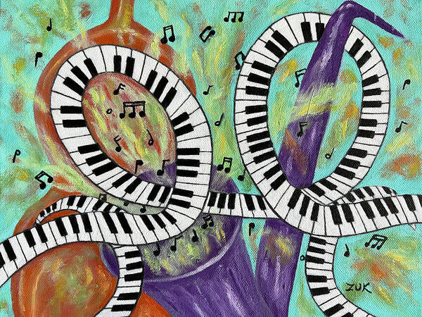 Music Poster featuring the painting Jazz Trio by Karen Zuk Rosenblatt