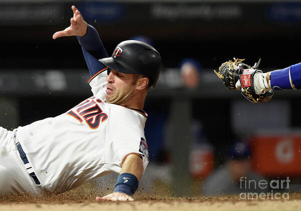 Three Quarter Length Poster featuring the photograph Joe Mauer and Russell Martin by Hannah Foslien