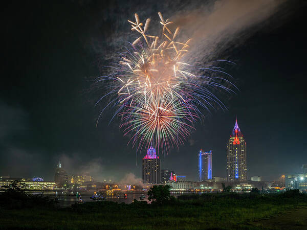 City Poster featuring the photograph July 4th Fireworks in Alabama by Brad Boland