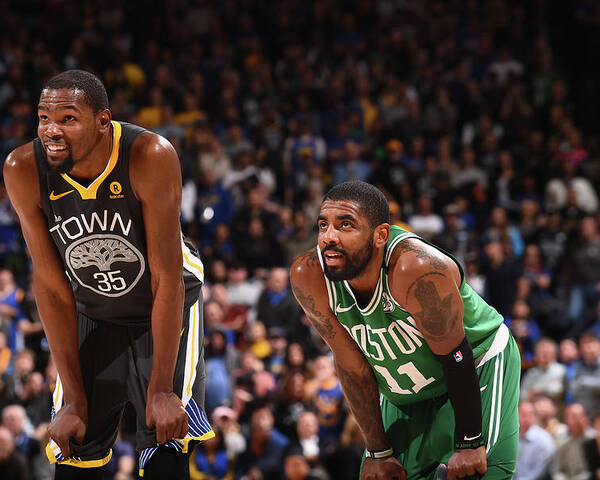Kevin Durant Poster featuring the photograph Kevin Durant and Kyrie Irving by Noah Graham