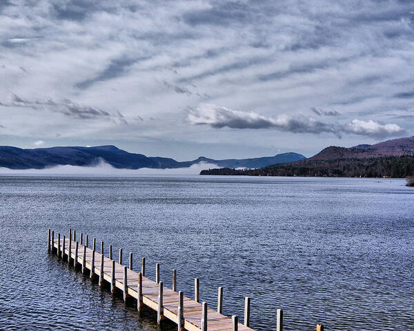 Lake Poster featuring the photograph Lake View Clouds and Dock by Russ Considine