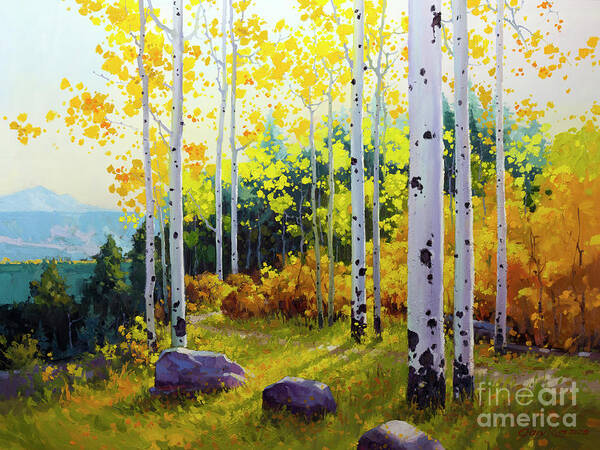 Aspen Poster featuring the painting Late Afternoon Aspen Vista by Gary Kim