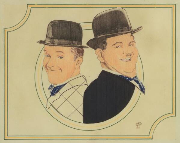 Colored Pencil Poster featuring the drawing Laurel And Hardy by Sean Connolly