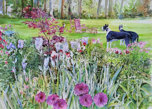 Flowers Poster featuring the painting Lee's Puppies by P Anthony Visco