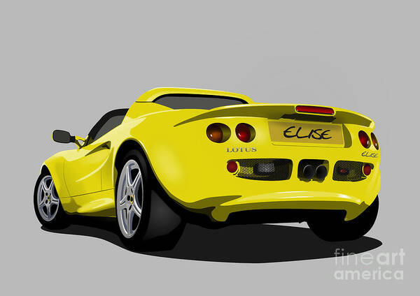 Sports Car Poster featuring the painting Lemon Yellow S1 Series One Elise Classic Sports Car by Moospeed Art