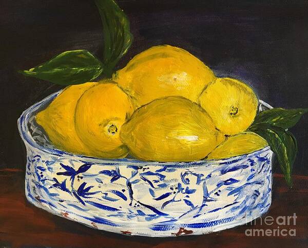 Lemons Poster featuring the painting Lemons - A Still Life by Debora Sanders