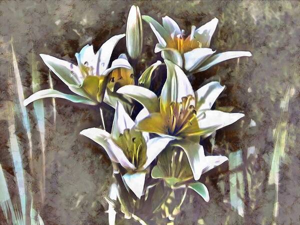 Lilies Poster featuring the mixed media Lilies by Christopher Reed