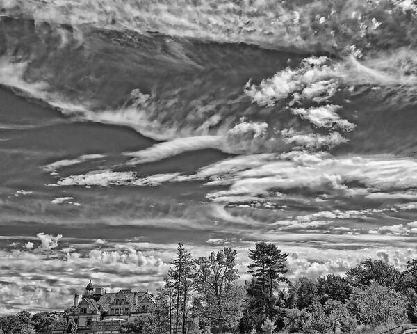 B&w Poster featuring the photograph Lots of Clouds Over The Masters School by Russ Considine