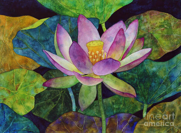 Watercolor Poster featuring the painting Lotus Bloom by Hailey E Herrera