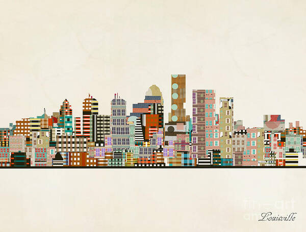 Louisville Poster featuring the painting Louisville City Skyline by Bri Buckley