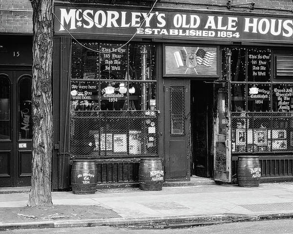 Mcsorley's Old Ale House Poster featuring the photograph McSorley's Established 1854 NYC BW by Susan Candelario