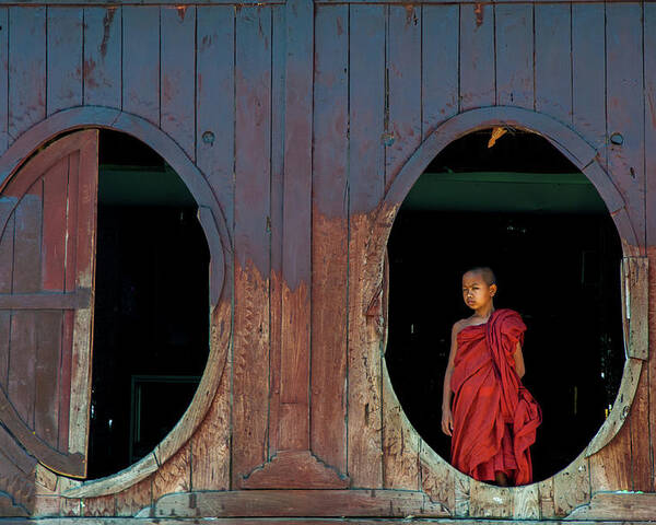 Monk Poster featuring the photograph Monk at Shwe Yan Pyay Monastery by Arj Munoz