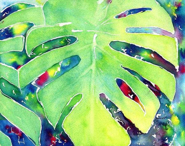 Leaf Poster featuring the painting Monstera Tropical Leaves 1 by Carlin Blahnik CarlinArtWatercolor