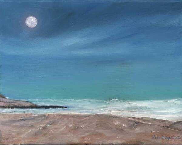 Moon Poster featuring the painting Moonlit Beach by Rose Mary Gates