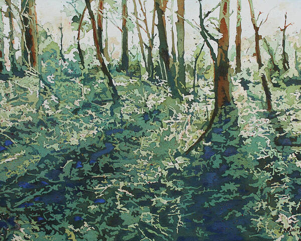 Forest Poster featuring the painting Morning Shadows by Jenny Armitage