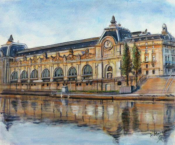 Architecture Poster featuring the painting Musee d' Orsay, Paris by Henrieta Maneva