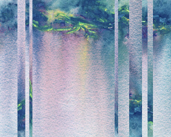 Mist Poster featuring the painting Mystic Rain Abstract Modern Decor Watercolor IX by Irina Sztukowski