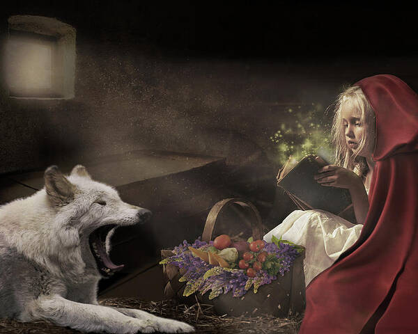 Wolf Poster featuring the digital art Naptime Story by Nicole Wilde