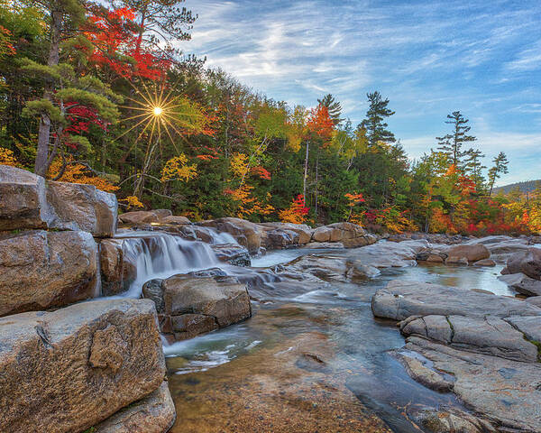Lower Falls Poster featuring the photograph New Hampshire Fall Foliage at Lower Falls by Juergen Roth