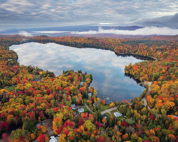  Poster featuring the photograph Newark Pond Vermont Fall Reflection #3 by John Rowe