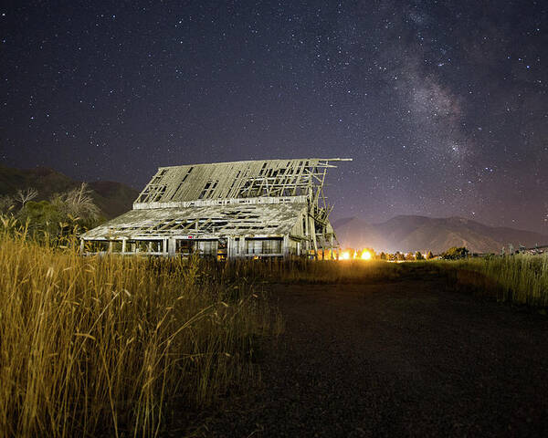 Barn Poster featuring the photograph Night Barn by Wesley Aston