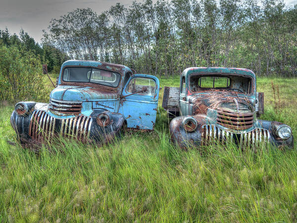 Ford Chevy Poster featuring the photograph Old Chevys in Iceland by Kristia Adams